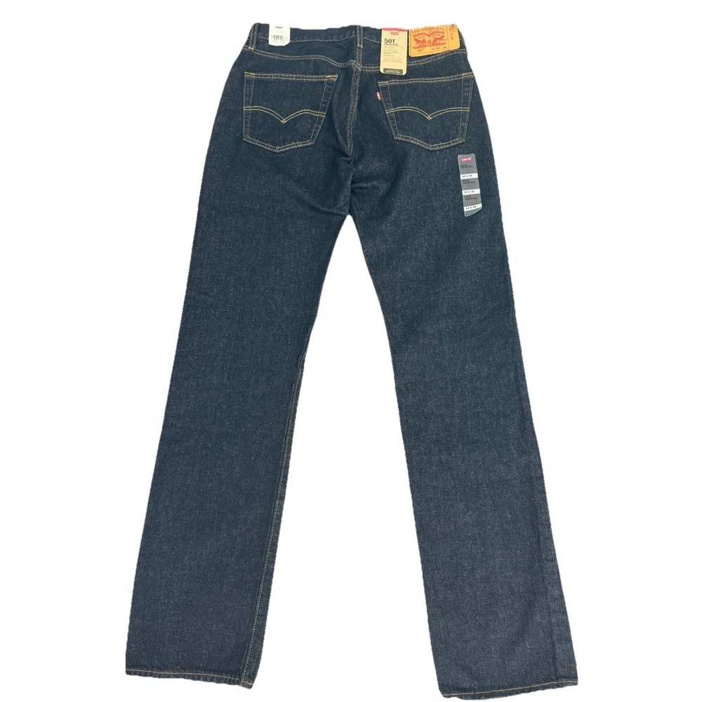 Levis 501 Jeans Original Straight Leg Button Fly 100% Cotton Dark Wash W33X36L - Picture 8 of 16